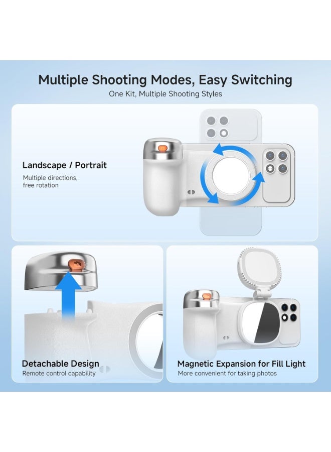 أورا سيليكت ضوء سيلفي مغناطيسي ومقبض كاميرا الهاتف مع مصراع لاسلكي قابل للفصل، مقبض Fun Shot مريح للاستخدام مع أجهزة iPhone و Android، يدعم الكاميرا الأصلية، حامل ثلاثي القوائم، مجموعة أدوات إنشاء محتوى محمولة - Image 5